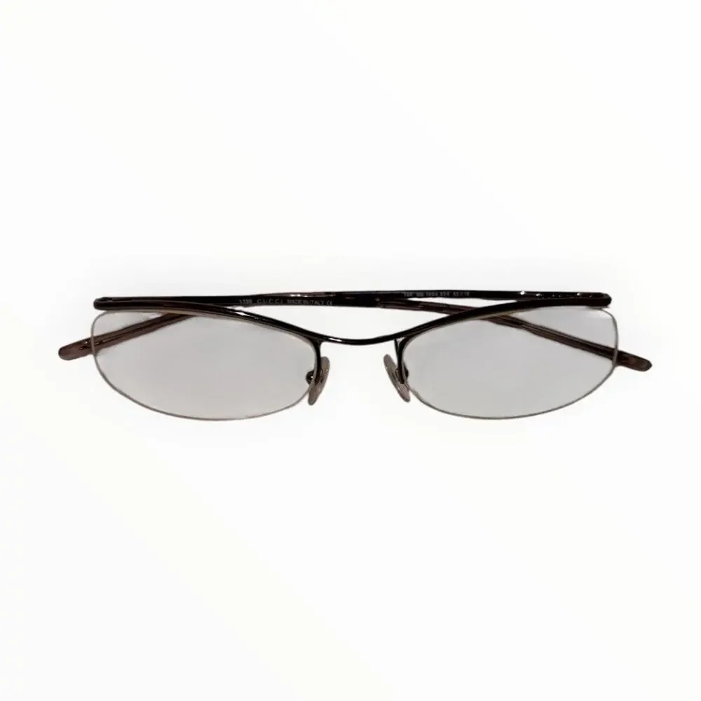 Vintage Gucci GG 1664 624 Purple Metallic Half-Rim Eyeglasses Frame 53-19-135